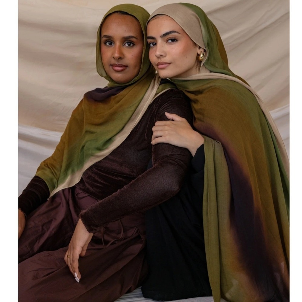 Vela Ombre Olive Mini 21x64 Modal Hijab Scarf NWT Green Sage Gradient